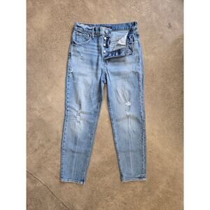 Lucky Brand Distressed High Rise Button Fly Straight Leg Jeans 6/28